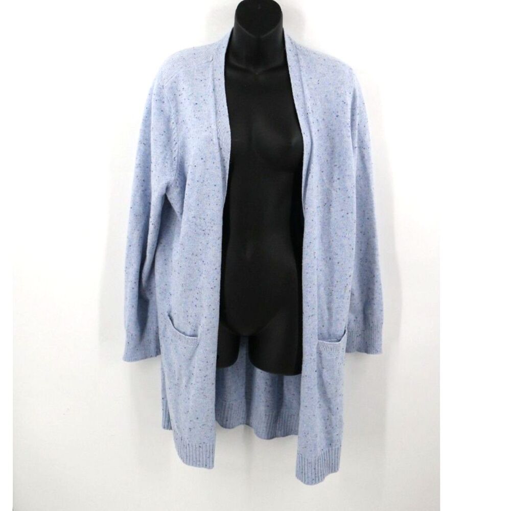 Talbots Womens Long Line Open Cardigan Size XL Confetti Blue